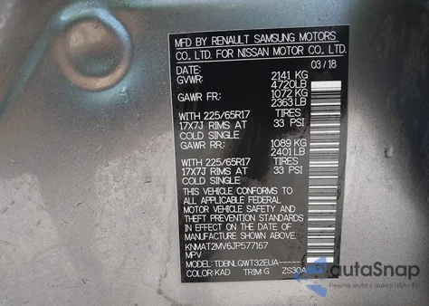 2018 Nissan Rogue Sv из США, поврежденный, VIN KNMAT2MV6JP577167